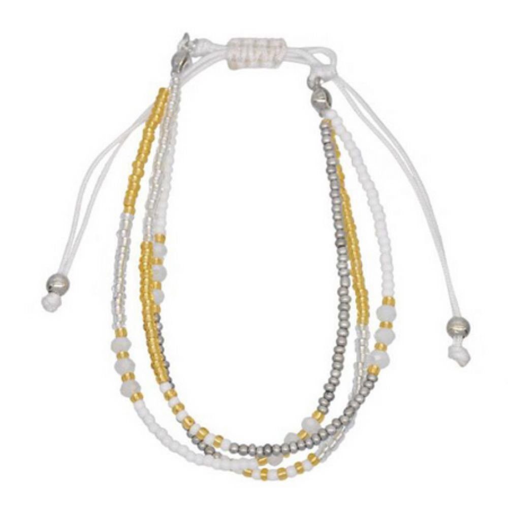 Armband Armband Perlen Boho -Style aus Nylon Unisex weiß-gold-silber