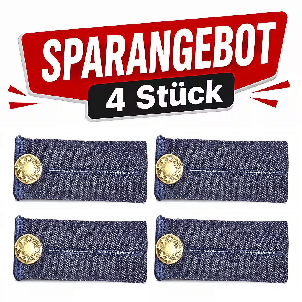 Ware aus aller Welt Bunddehner 4er Set Hosenbund-Erweiterung 8,2 × 3,6 cm Bundweite flexibel anpassen (4-tlg), Jeansknopf-Erweiterung Hosenweiterer Hosenbund-Verlängerung