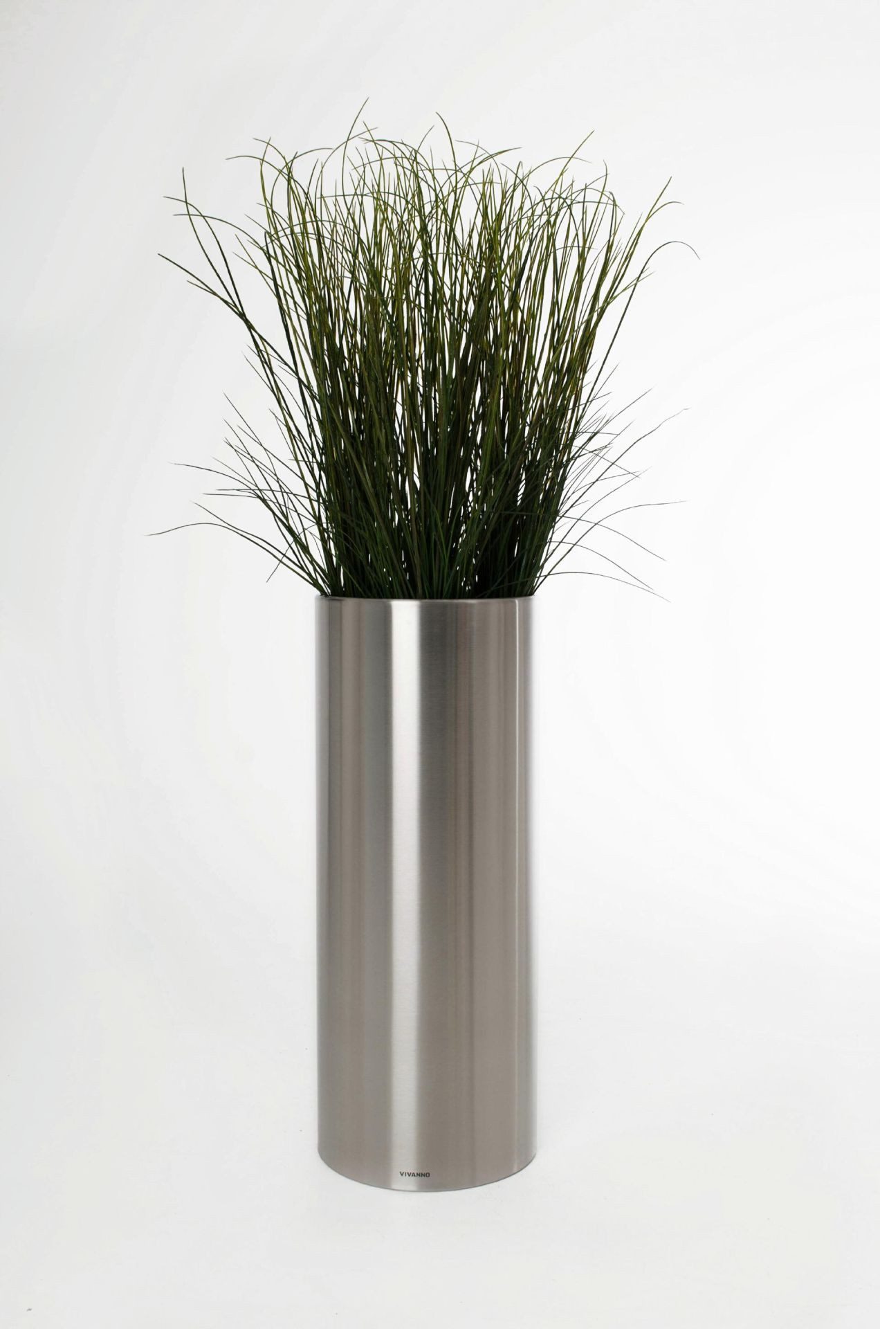 VIVANNO Pflanzkübel Edelstahl ESTRA Rund - Silber Gebürstet (1 St), 40x40x100 cm