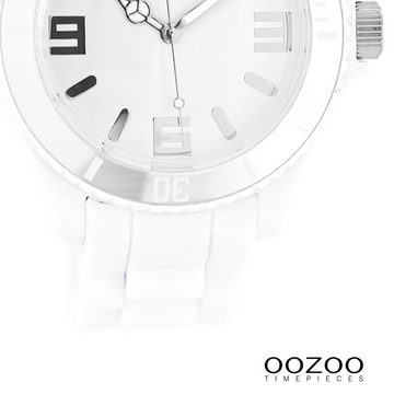 OOZOO Quarzuhr Oozoo Unisex Armbanduhr Vintage Series, (Analoguhr), Damen, Herrenuhr rund, groß (ca. 43mm) Silikonarmband weiß