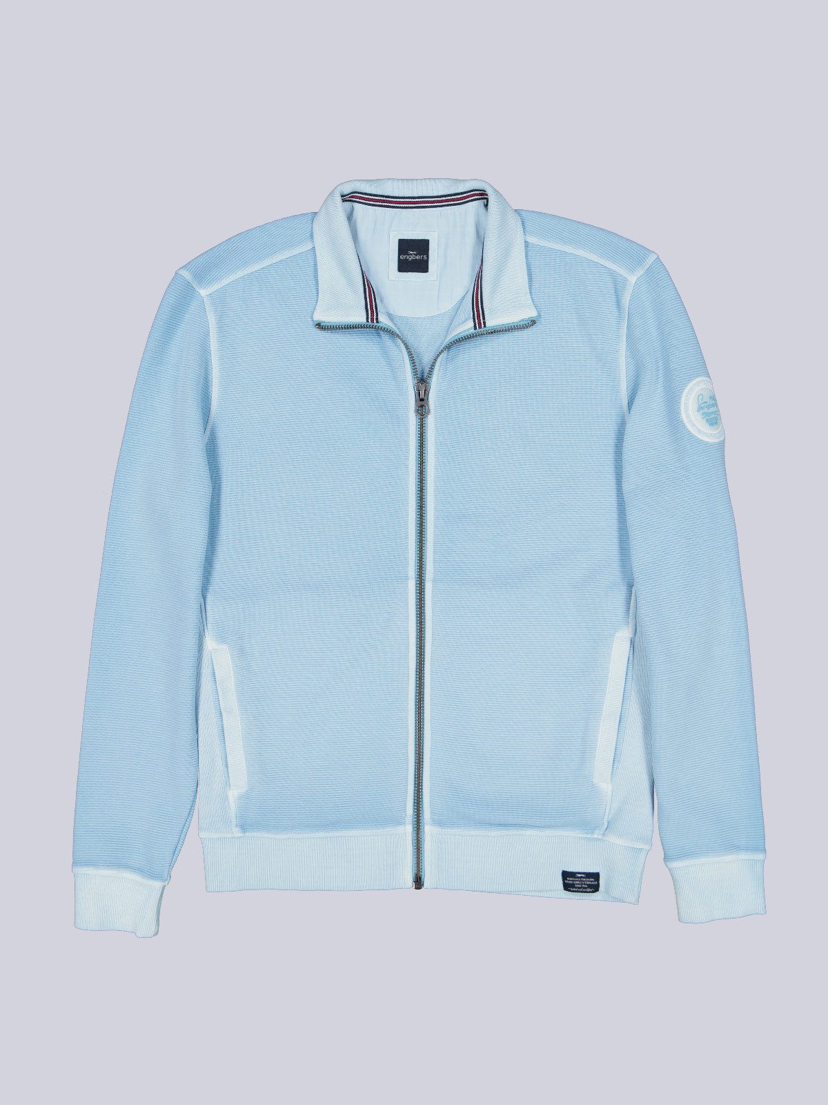 Engbers Sweatjacke engbers Herren Sweatjacke mit Stehkragen, Hellblau