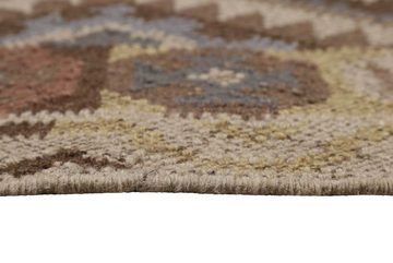 Teppich Migny, Green Looop, Höhe: 5 mm, Wollteppich, Kelim, handgewebt, Orient Look, mit Fransen