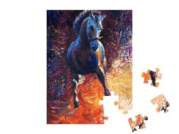 puzzleYOU Puzzle Ölgemälde: Reminiszenz an das blaue Pferd, 48 Puzzleteile, puzzleYOU-Kollektionen Ölbilder