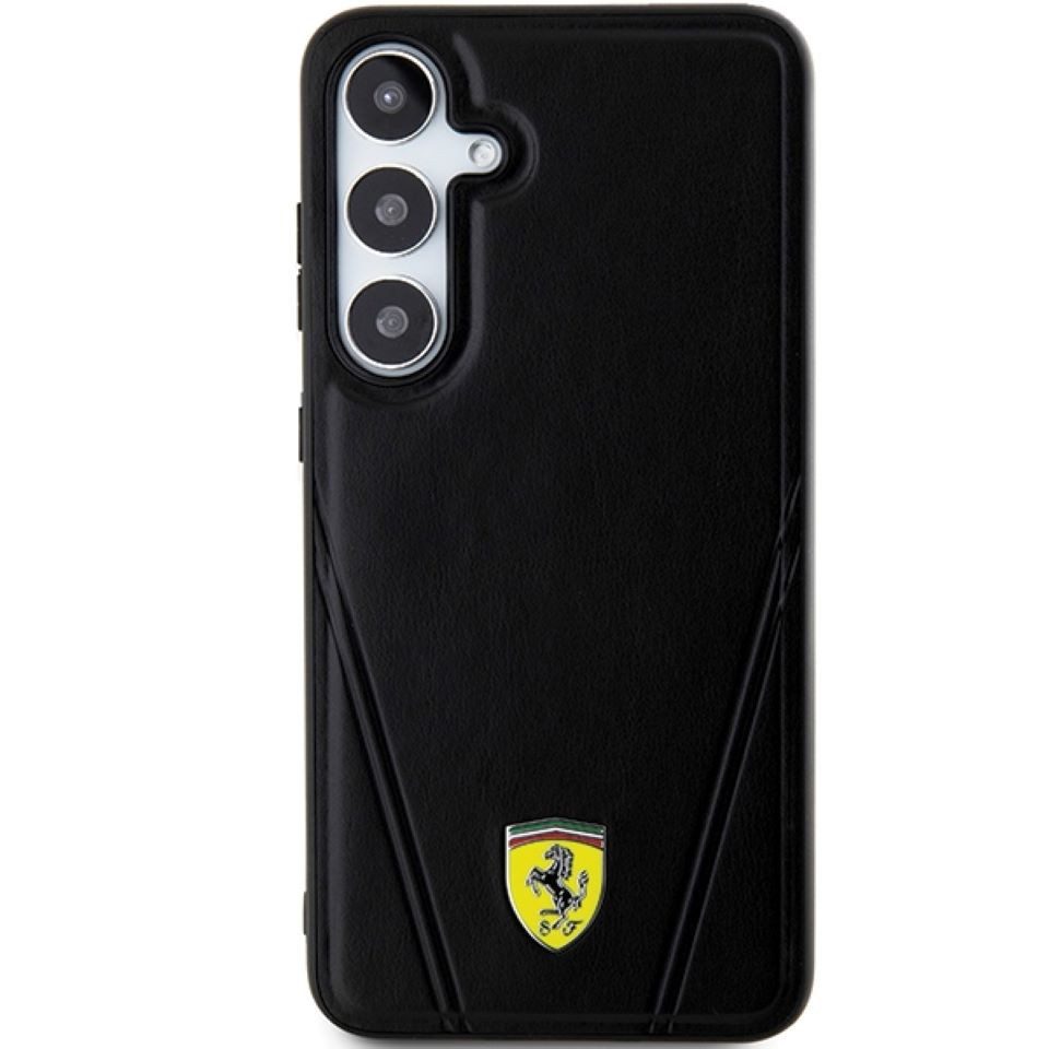 Ferrari Handyhülle Case Galaxy S24 Plus MagSafe Kunstleder schwarz Logo 6,7 Zoll, Kantenschutz