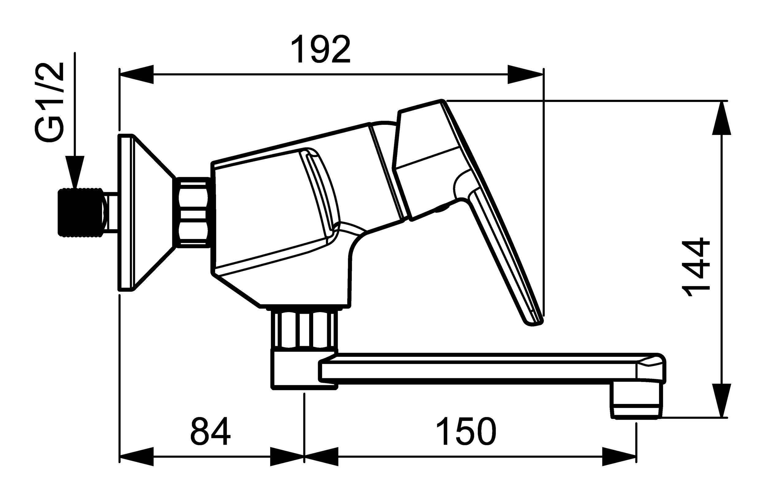 Küchenarmatur mm 234 Ausladung HANSA Spültisch-Einhand-Wandbatterie Hansapolo