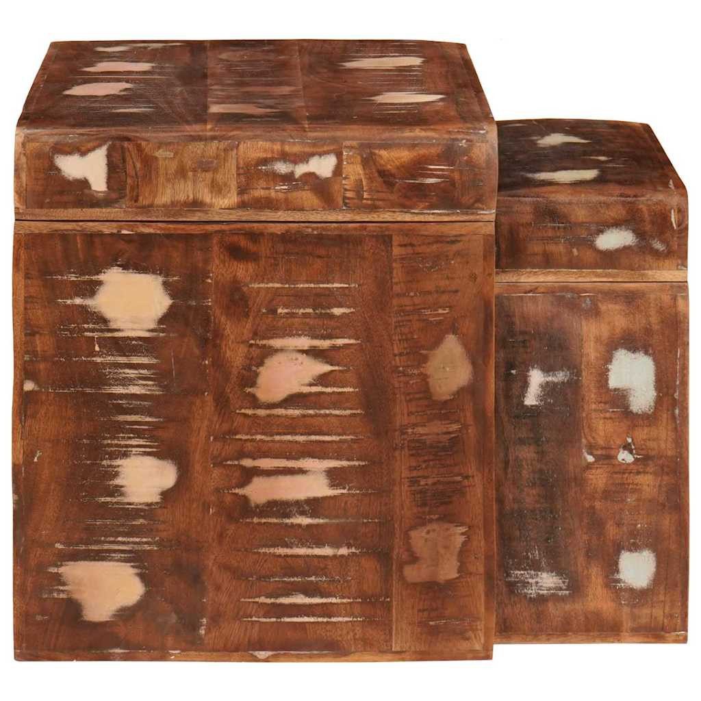 vidaXL Beistelltisch Satztische 2 pcs Braun Massives upgecyceltes Holz (2-St)