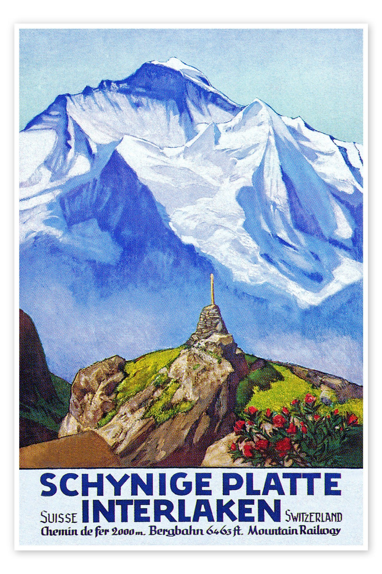 Posterlounge Poster Vintage Travel Collection, Interlaken (französisch), Vintage Illustration