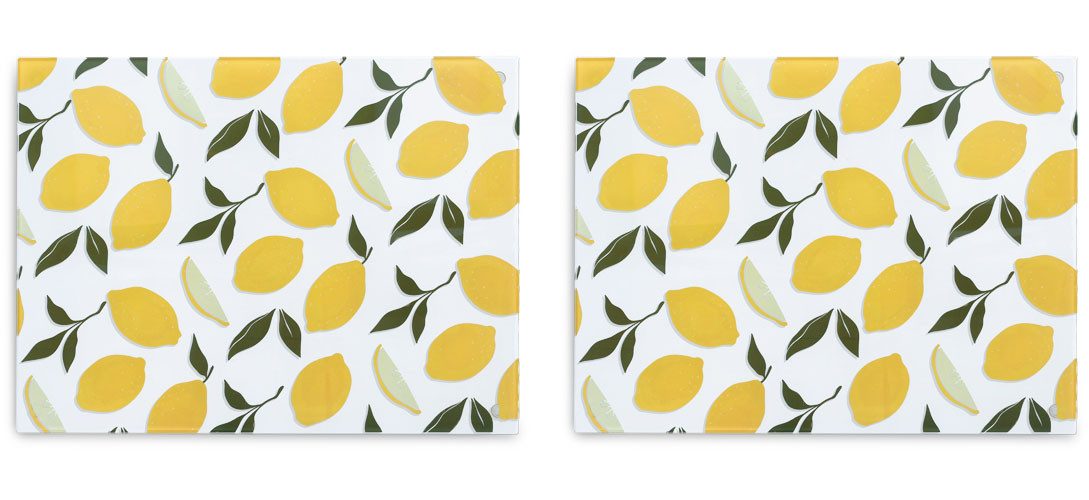 Zeller Present Schneidebrett Glasschneideplatte "Lemons", 2er Set, Sicherheitsglas, (Set, 2-St), Silikonfüße