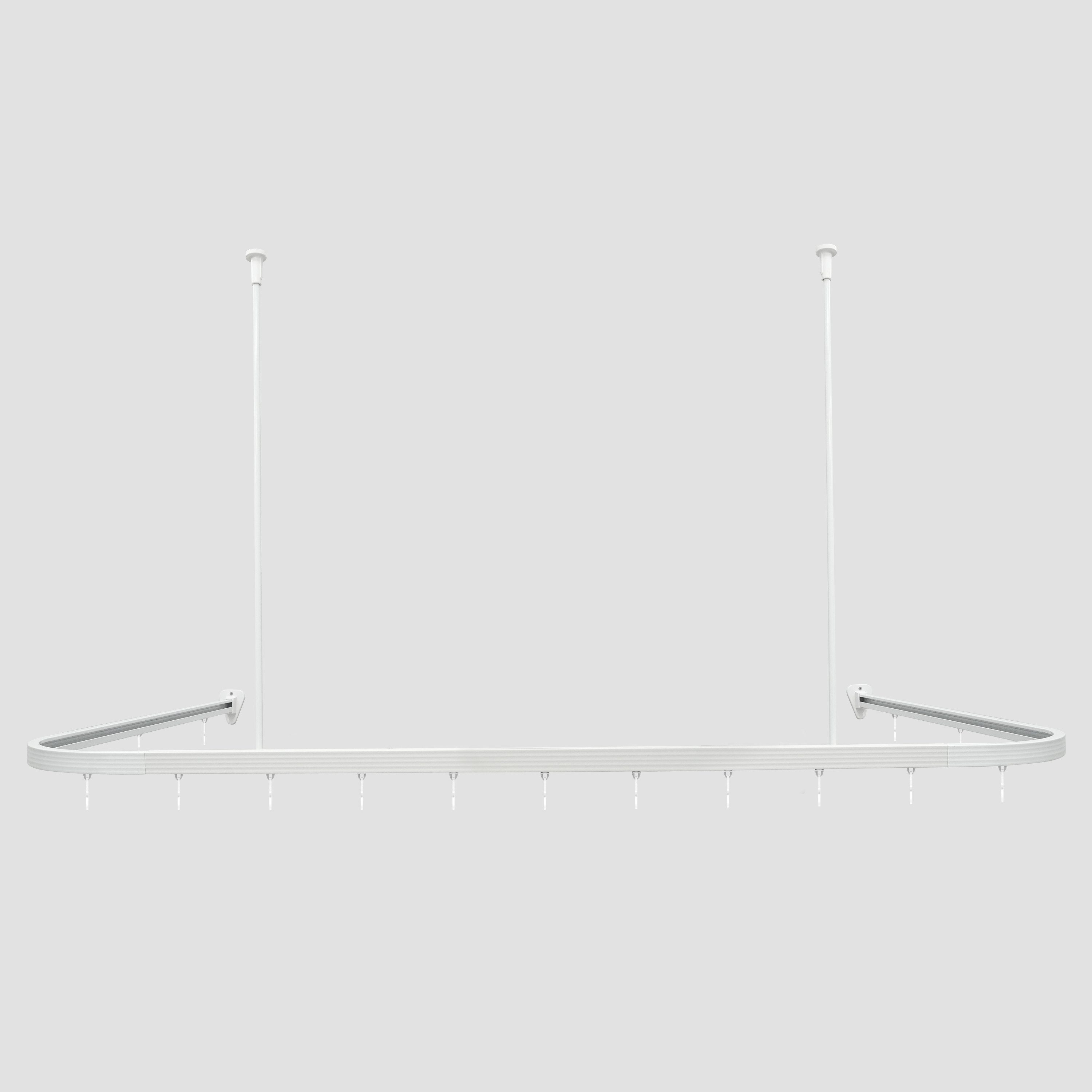 Euroshowers GmbH Duschvorhangstange Profi 90 x 90 x 90 cm U-Förmiges Duschstangen-Set Weiß Aus Aluminium, Wand, Schrauben, Aluminium, Inklusive Deckenhalterung 60cm,Verbindungsstücken und 24 Vorhanghaken
