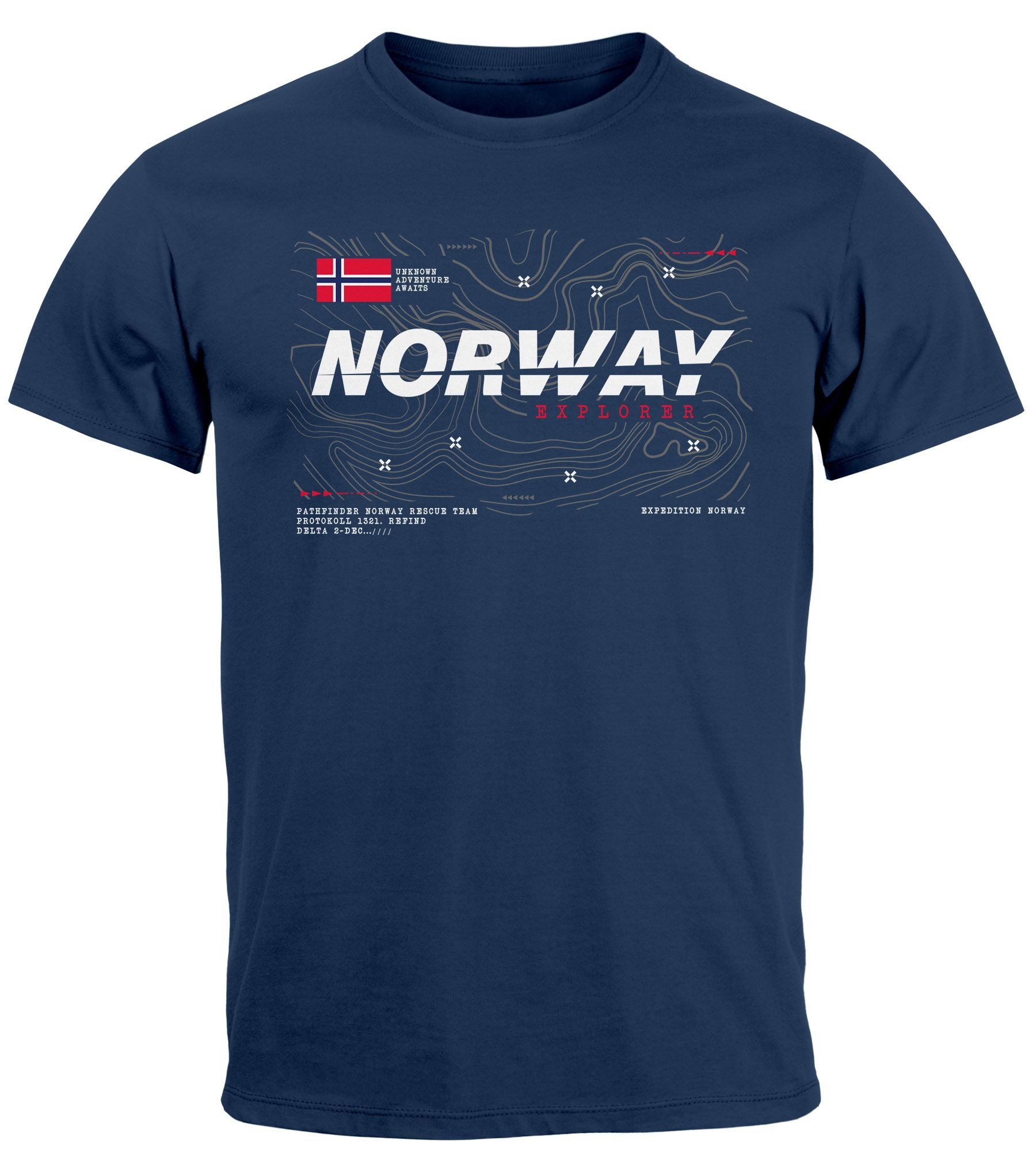 Neverless Print-Shirt Herren T-Shirt Norwegen Printshirt günstig online kaufen