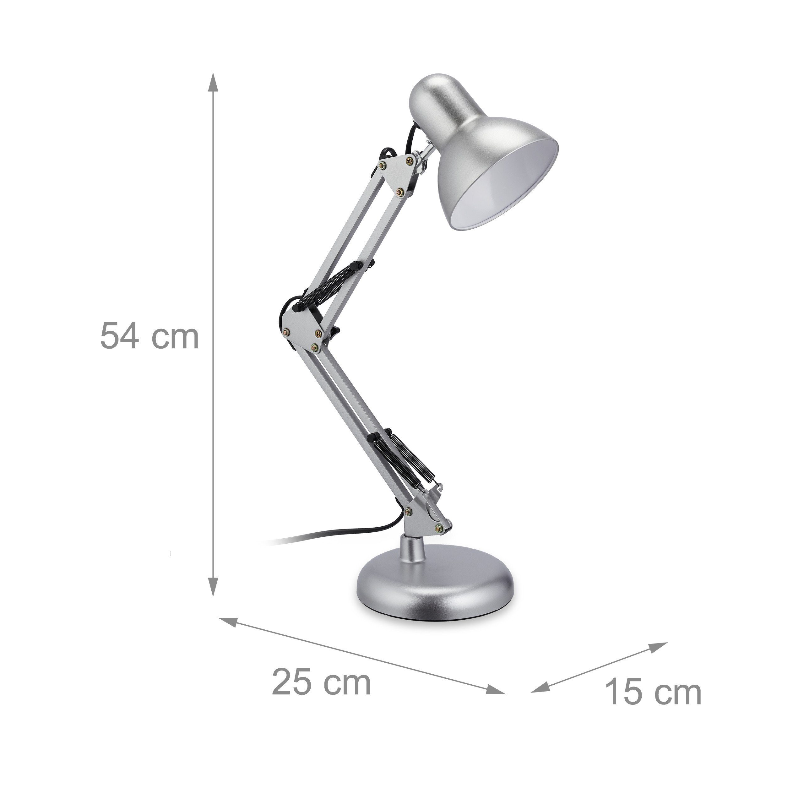 relaxdays Schreibtischlampe Retro Schreibtischlampe silber