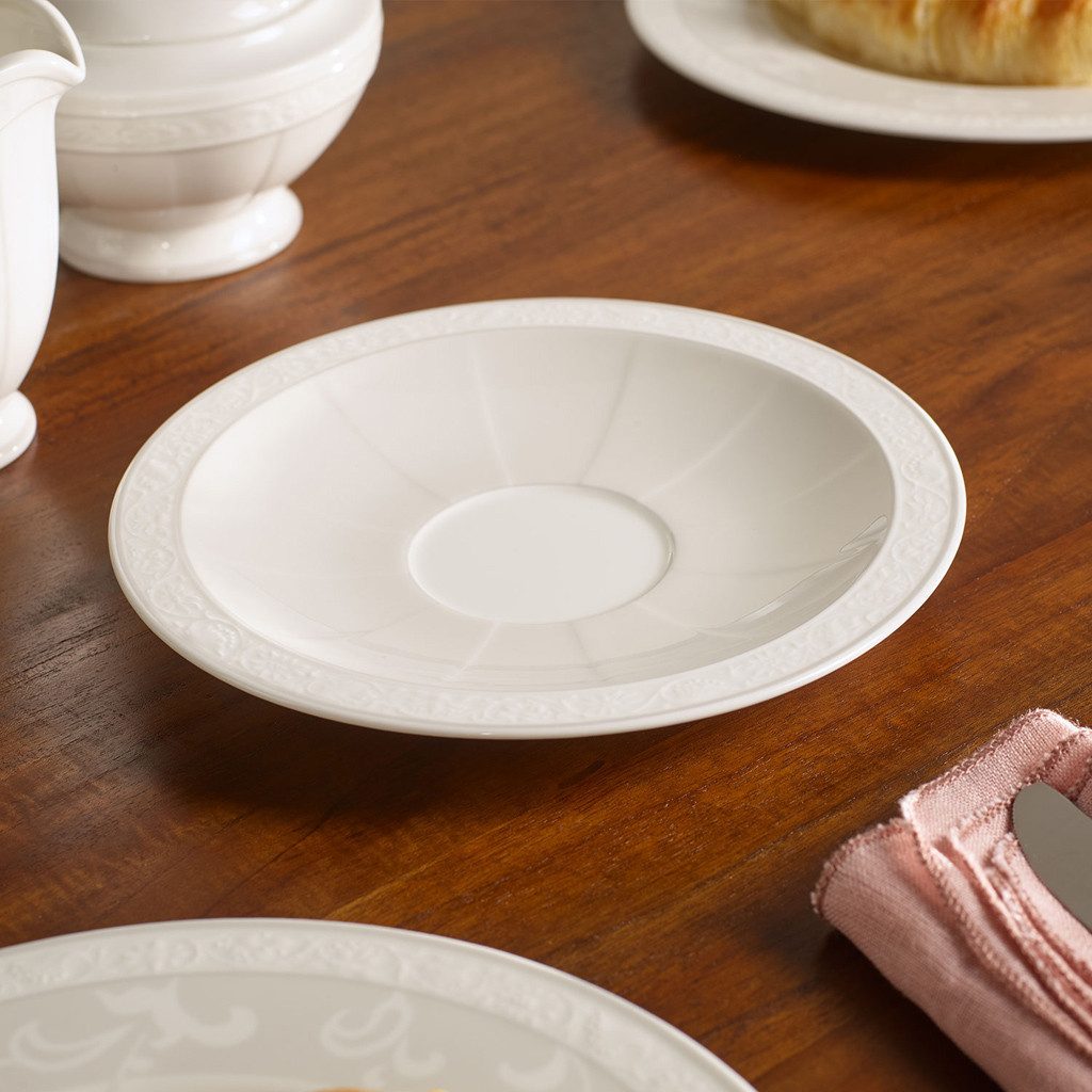 Villeroy & Boch Signature Untertasse Gray Pearl Frühstücks-/Suppenuntertasse 18cm, (1 St), Premium Bone Porcelain, mikrow.- & spülm.sicher, Made in Germany