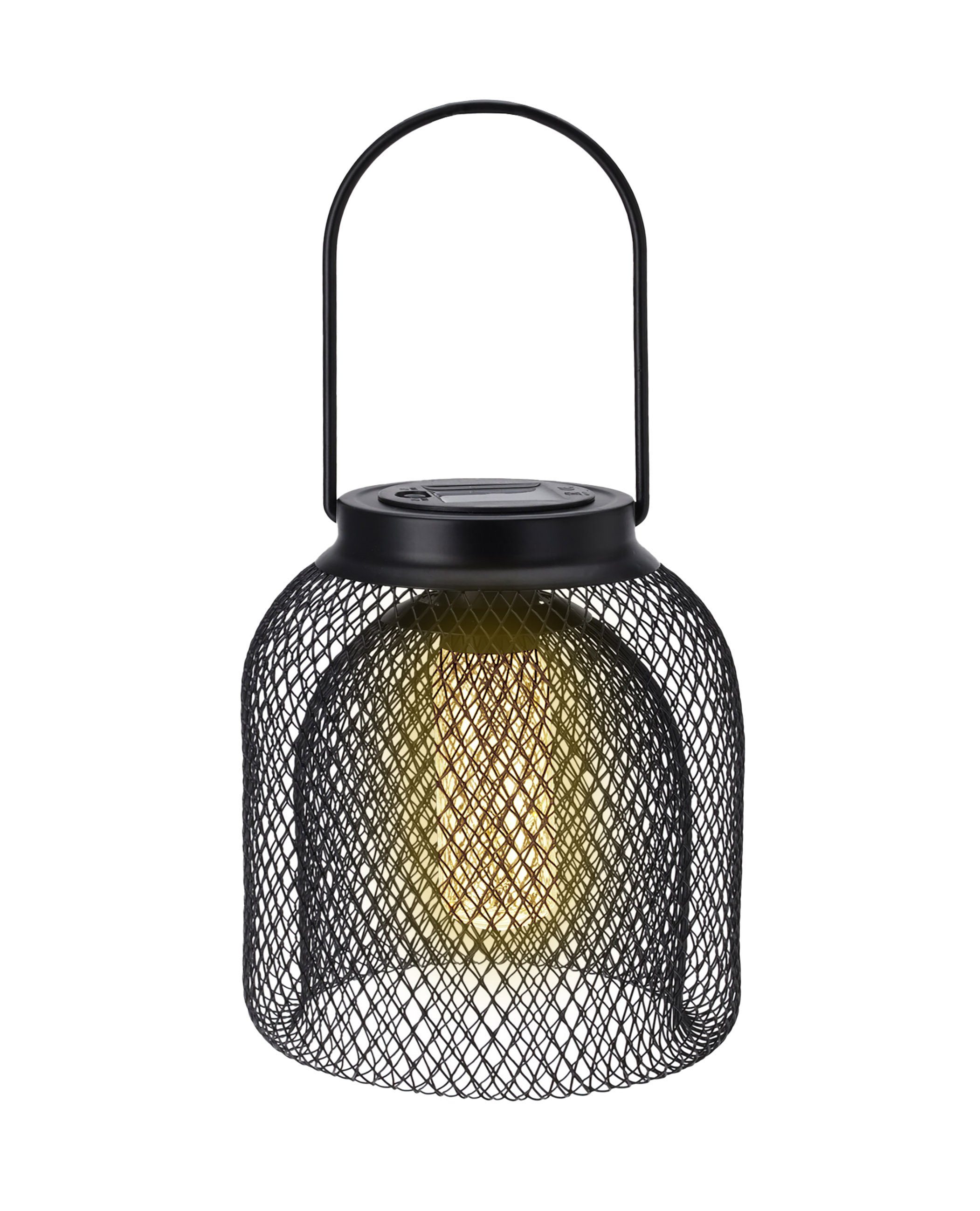 Spetebo LED Solarleuchte LED Solar Hängeleuchte warm weiß - 22 cm, Einschlatautomatik, LED, warm weiß, Gartenlampe aus Metall in schwarz