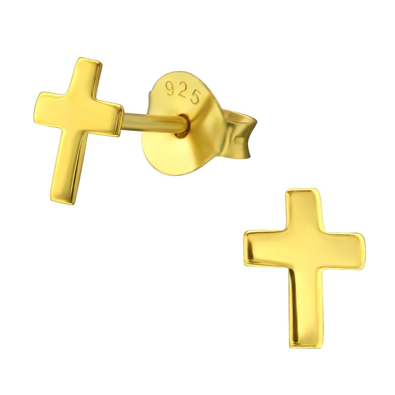 Valentinstagsgeschenk Goldene Hufeisen Paar Ohrstecker Goldene Kreuz-Ohrringe für den stilvollen Auftritt, 925 Sterling Silber (hypoallergen), goldfar