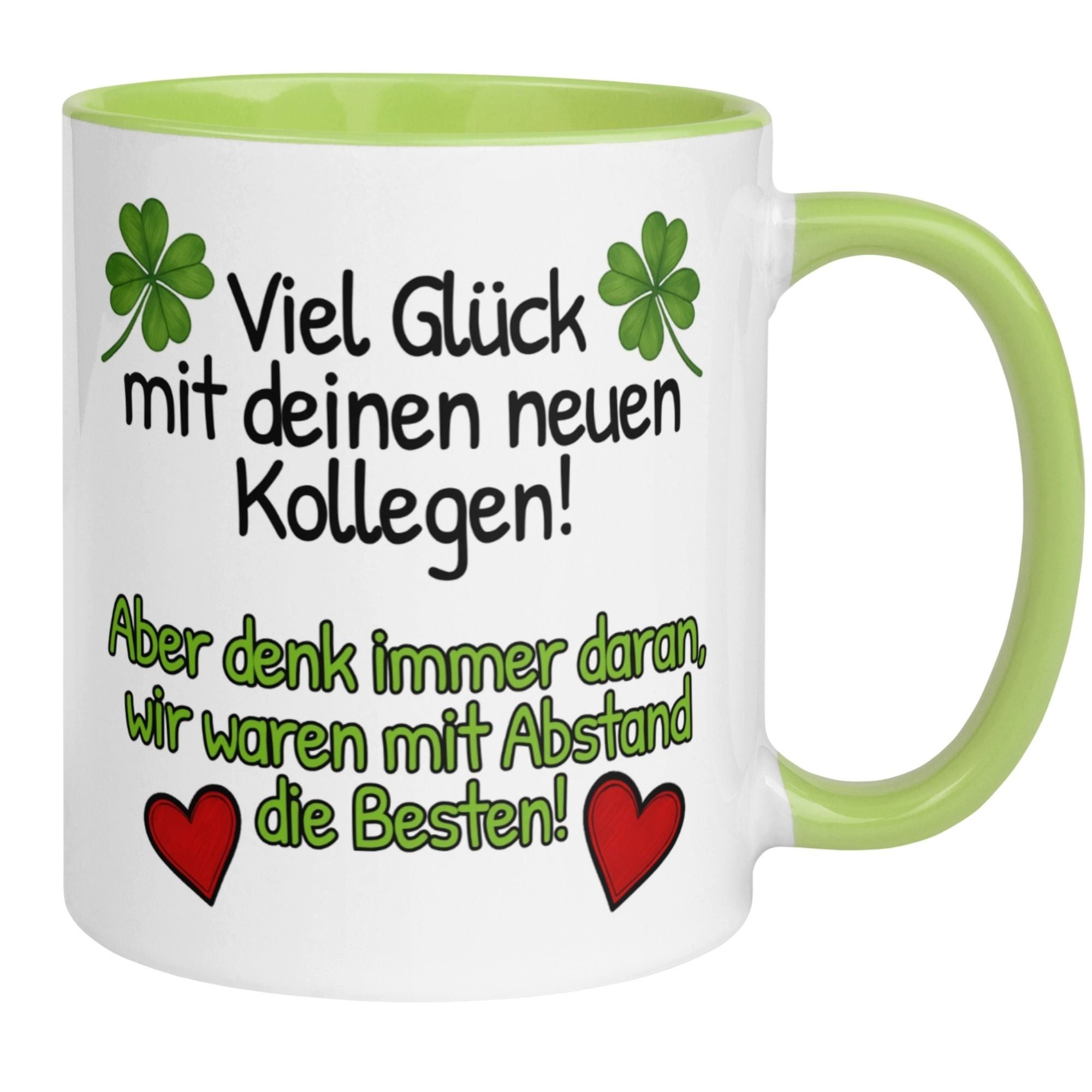 Momentals Tasse Abschied – „Viel Glück mit deinen neuen Kollegen“ – Abschiedsgeschenk, Beidseitiger Druck · Links- & Rechtshänder · Spülmaschinenfest