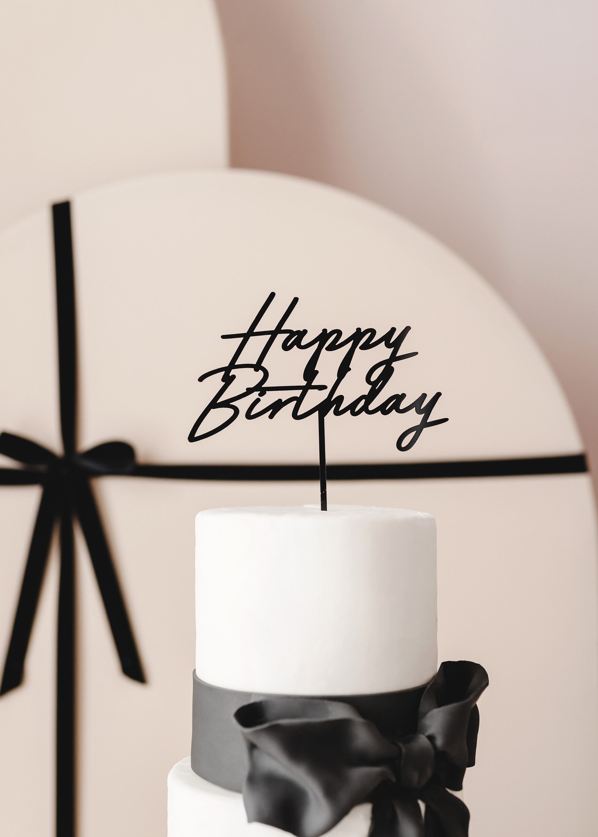 partydeco Tortenstecker, Cake Topper Happy Birthday 18x16cm Schwarz