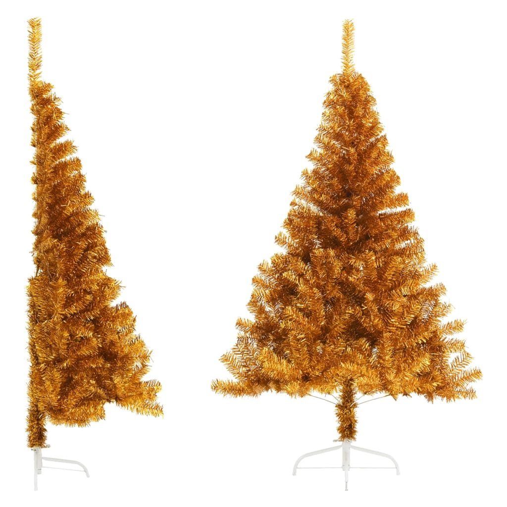 furnicato Künstlicher Weihnachtsbaum Künstlicher Halb-Weihnachtsbaum mit Ständer Gold 150 cm PET