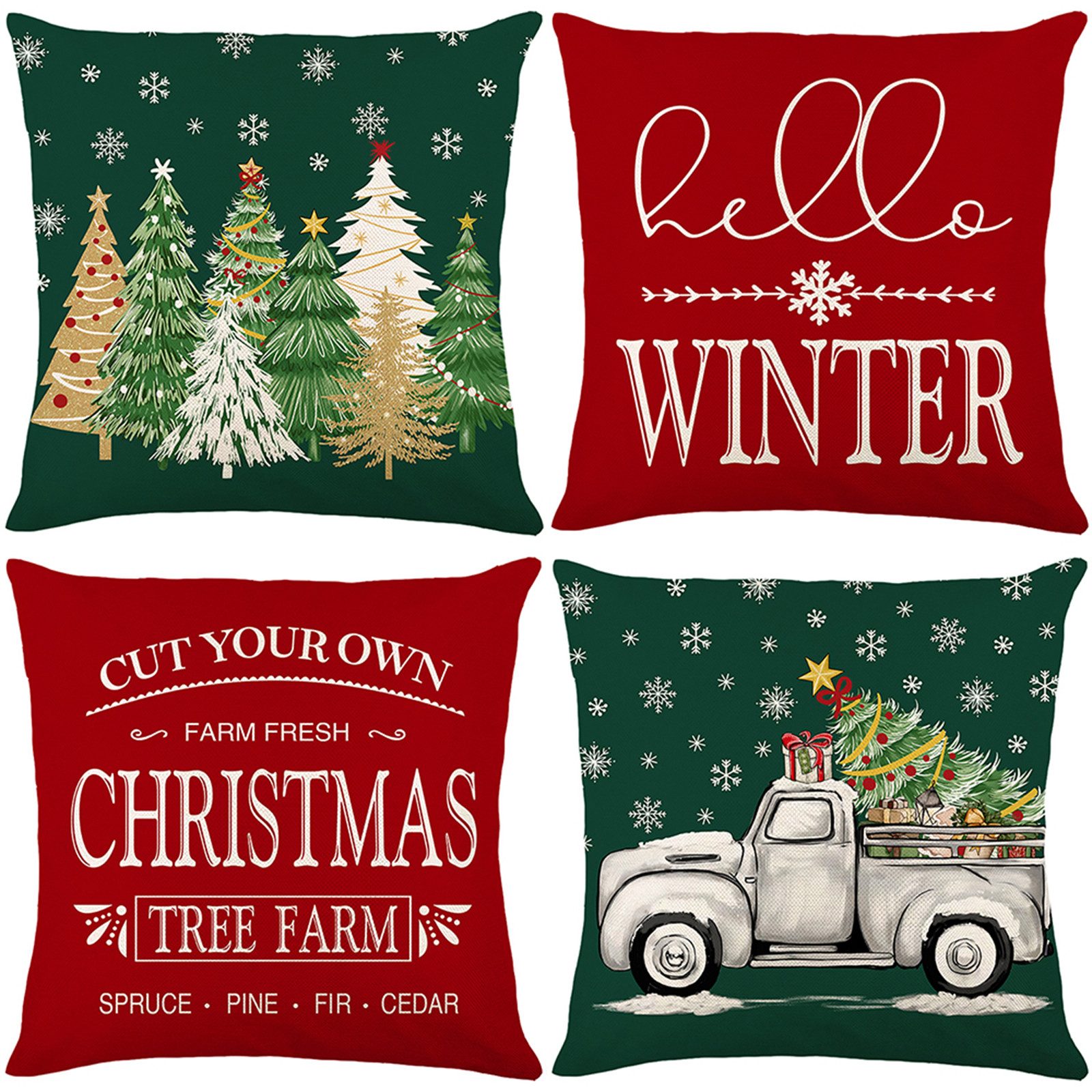 BTTO Kissenbezüge Weihnachten Kissenbezüge Quadratisch Zierkissenbezug,4er Set, 45x45cm, (4 Stück), für Dekokissen Deko,Weihnachten Bett Sofa Deko Sofa Schlafzimmer Couch