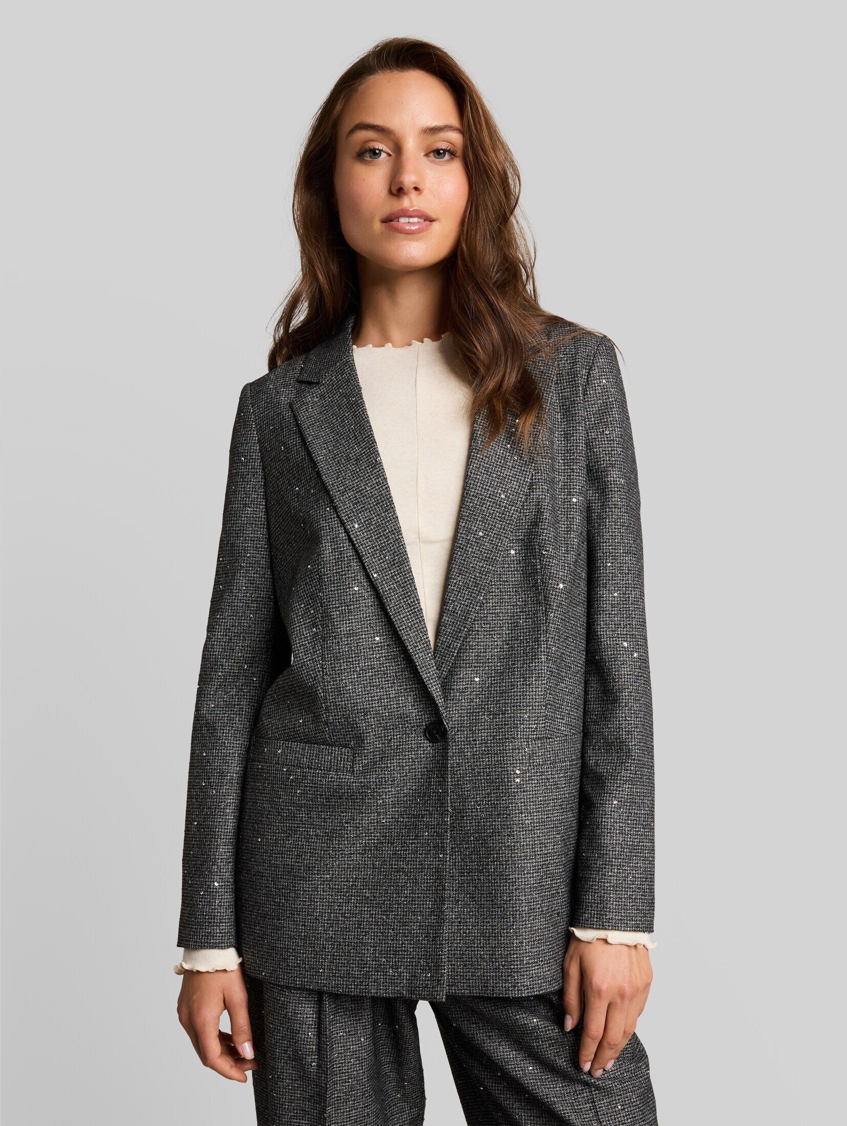 TOM TAILOR Jackenblazer Blazer Loose Fit Blazer mit Pailletten