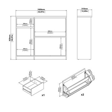 Home affaire Schuhschrank Naia Schuhaufbewahrung, Schuhkommode, Schuhregal, Garderobenschrank, mit 2 Klappen und 1 Tür und 1 Schublade, Breite 109 cm