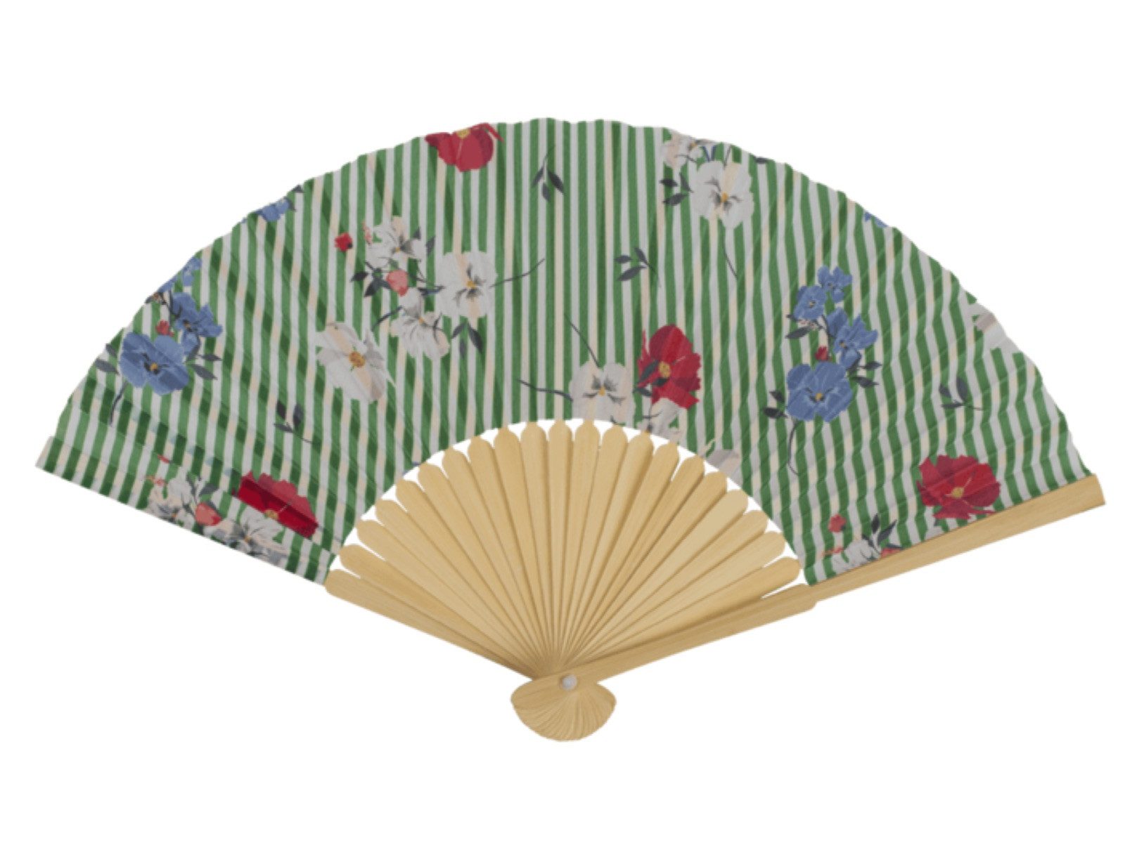 LK Trend & Style Handfächer Dekorativer Handfächer, Blumenmuster mit Streifen, (Spar-Set, 1-tlg., 21 cm, Bambus - Fächer in 4 Farben), absolut salonfähig sich eine kühle Brise zu gönnen