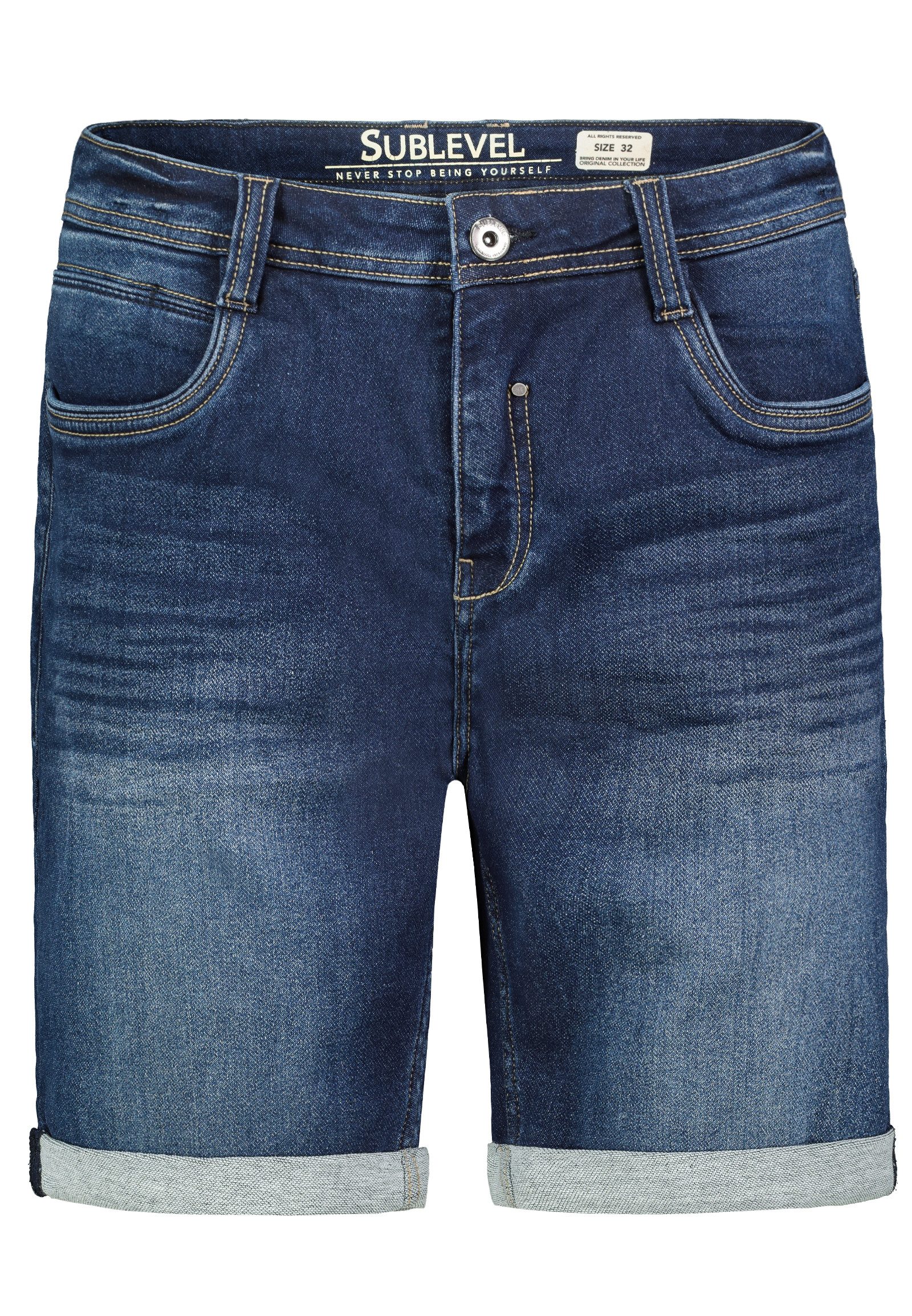 SUBLEVEL Jeansshorts im Used-Look mit umgeschlagenem günstig online kaufen