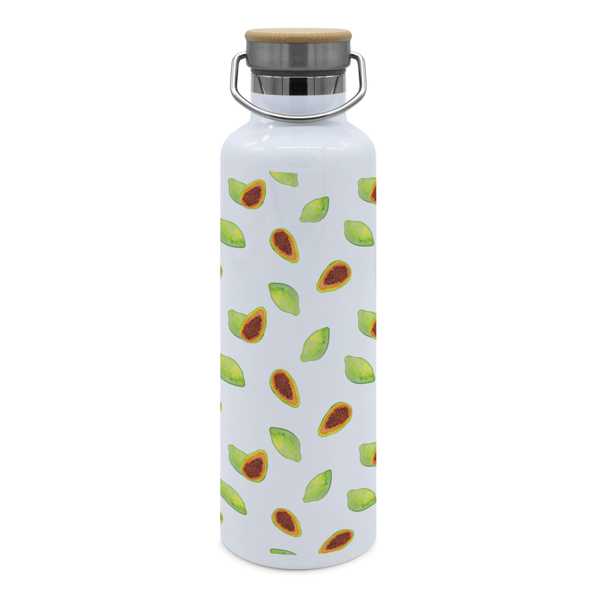 Mr. & Mrs. Panda Feldflasche Obst Papaya - Rot - Geschenk, Flasche zum Sport, Isolierflasche, Edel, Ideal für aktiven Lebensstil