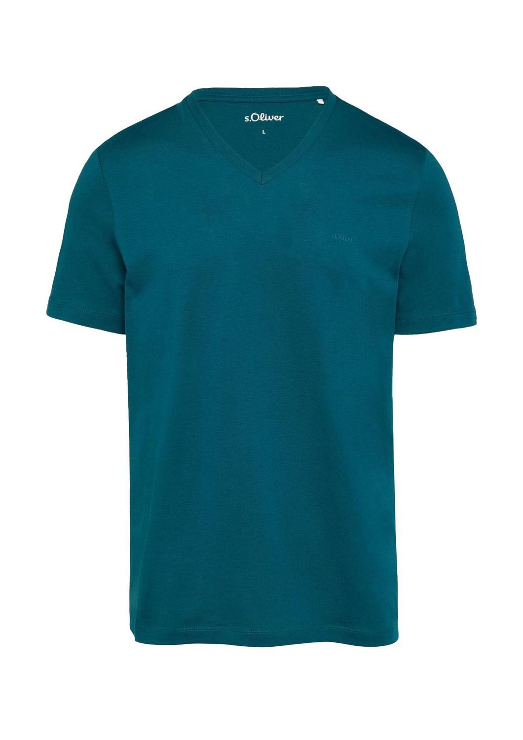 s.Oliver Kurzarmshirt T-Shirt mit V-Ausschnitt und Logo-Print Artwork günstig online kaufen