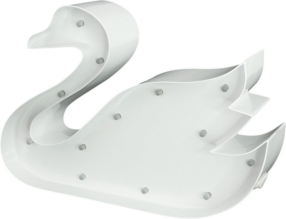 MARQUEE LIGHTS LED Dekolicht Swan, LED fest integriert, Warmweiß, Wandlampe,  Tischlampe Swan mit 13 festverbauten LEDs - 23x16 cm