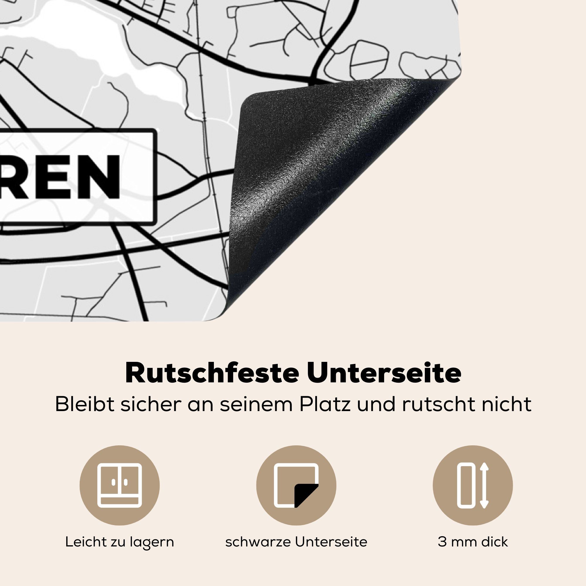 78x78 tlg), Stadtplan Herdblende-/Abdeckplatte für küche Karte Ibbenbüren Arbeitsplatte - MuchoWow - (1 - Vinyl, cm, Ceranfeldabdeckung, Deutschland,