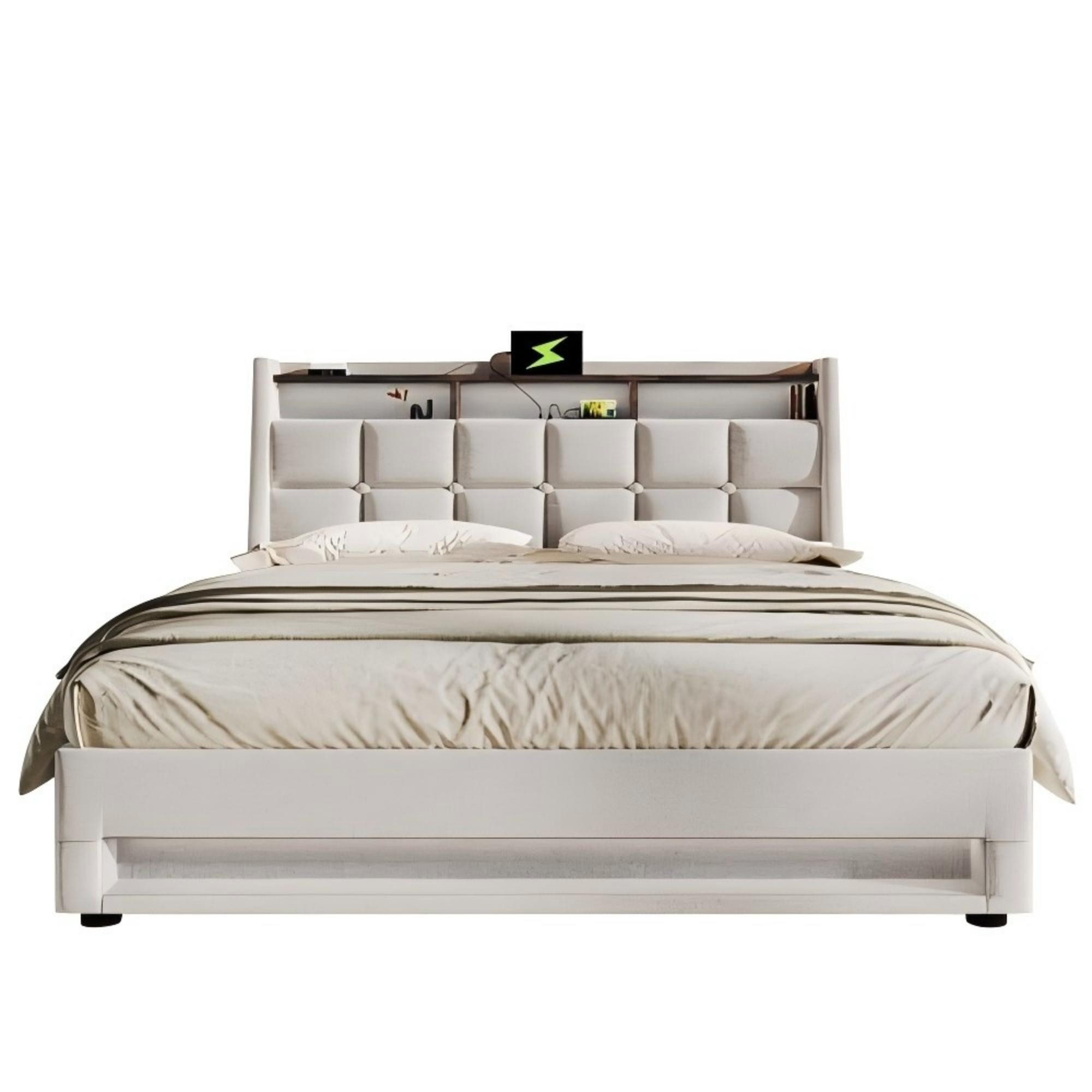 Odikalo Stauraumbett Polsterbett USB Lattenrost Leinen Metallrahmen 90/140/ günstig online kaufen