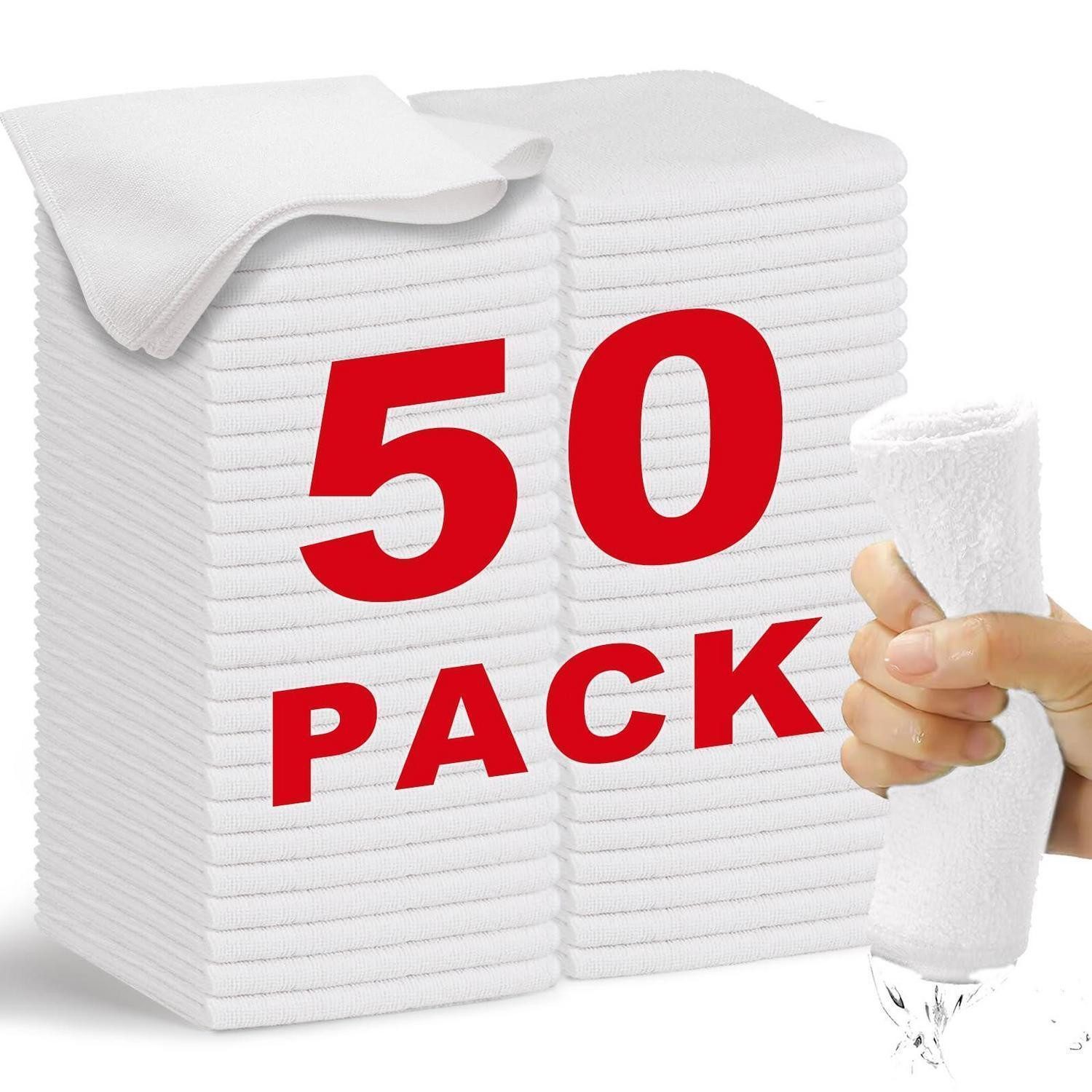 LuxusKollektion Mikrofasertücher 33x33cm Serie 2100 Putztücher Weiß 50 Stück Mikrofasertuch