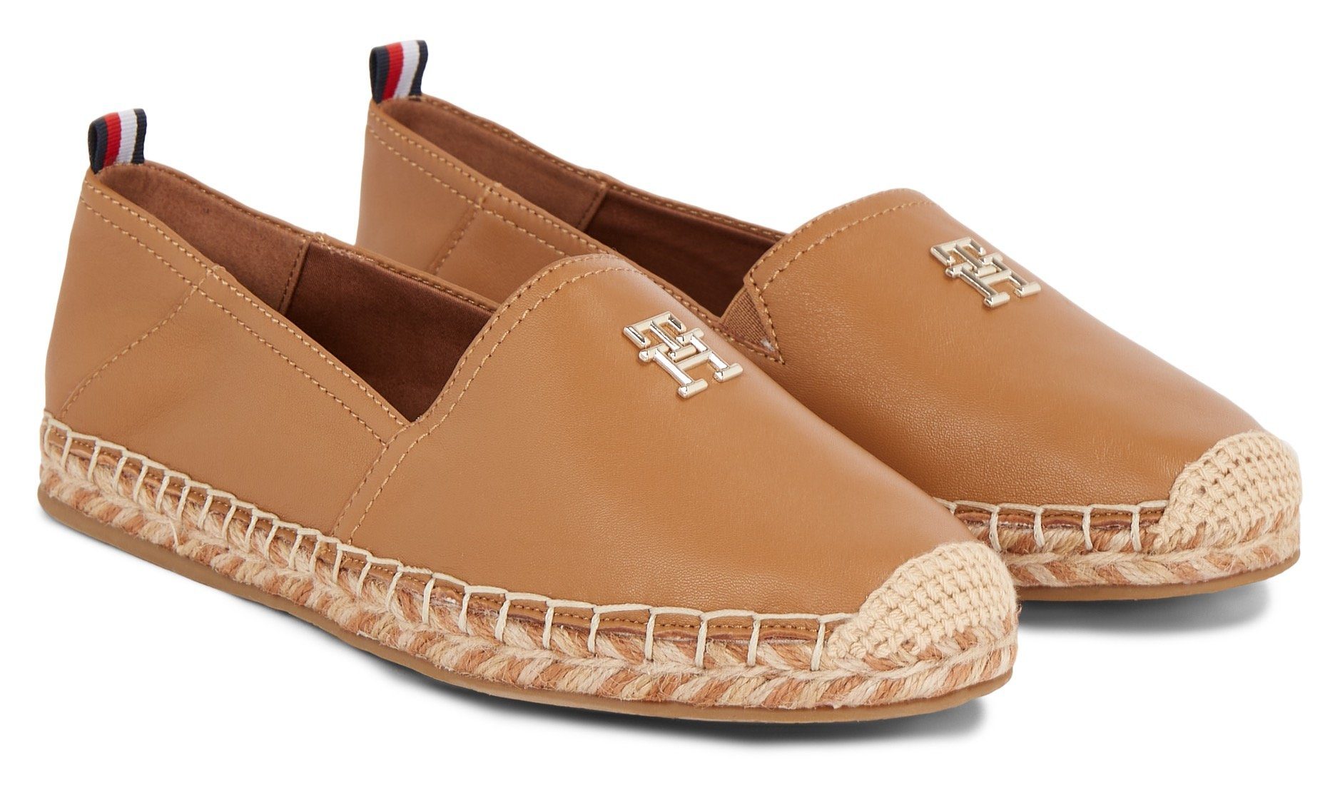 Tommy Hilfiger TH LEATHER FLAT ESPADRILLE Espadrille Sommerschuh, Strandschuh, Loafer, Slipper mit TH-Logo