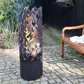 esschert design Feuerstelle Feuerfass Flames Kohlenstoffstahl Schwarz FF408
