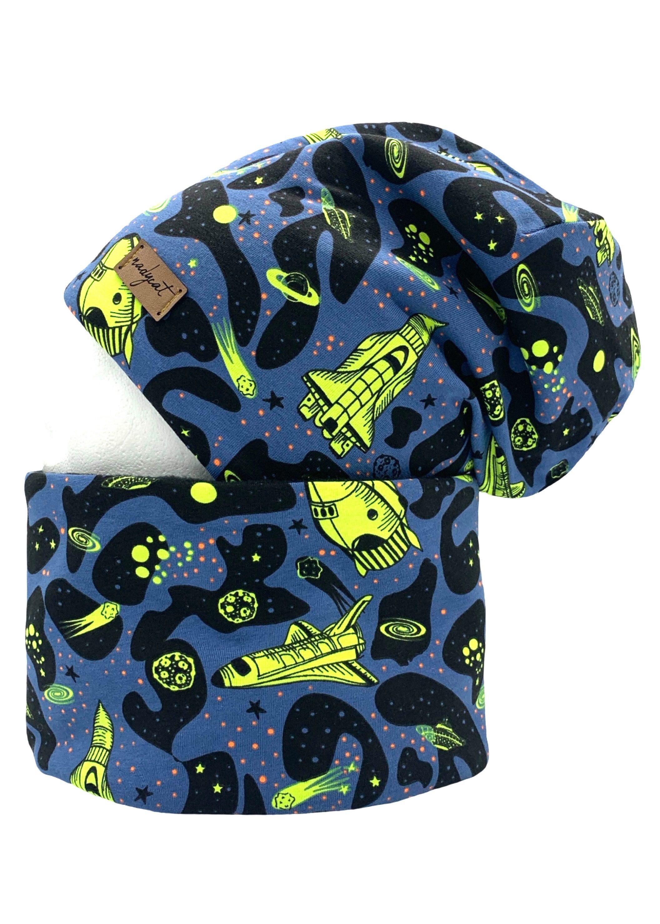 nadycat Beanie NEON ROCKET yellow (2-St., Beanie mit passendem Loop) handgefertigt aus der Lausitz