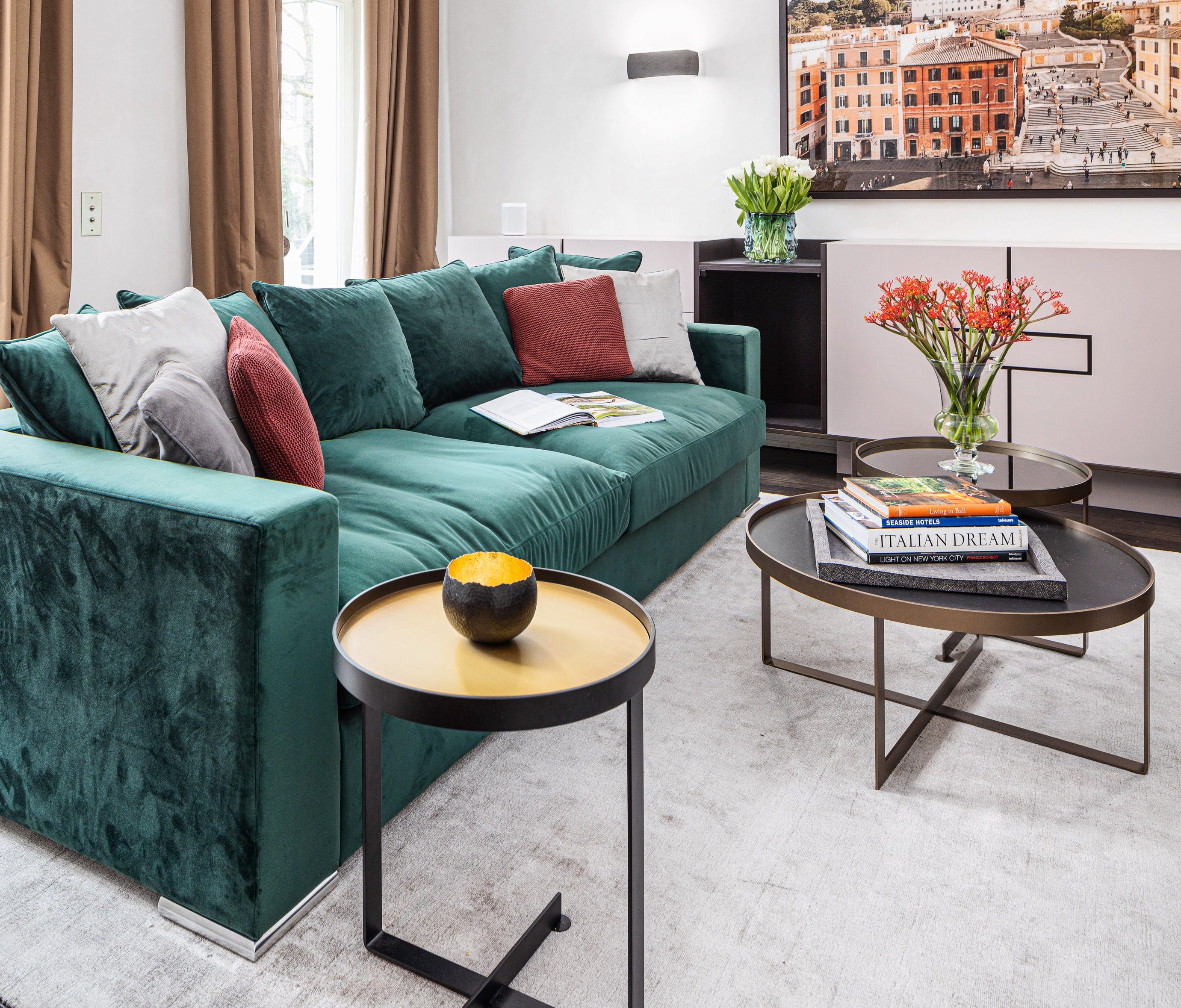 AMARIS Elements Sofa Samt Sofa 'Monroe' 4 Sitzer XL Big Sofa Wohnzimmer Couch in 4 Größen, Made in Europe Grün (Samt)