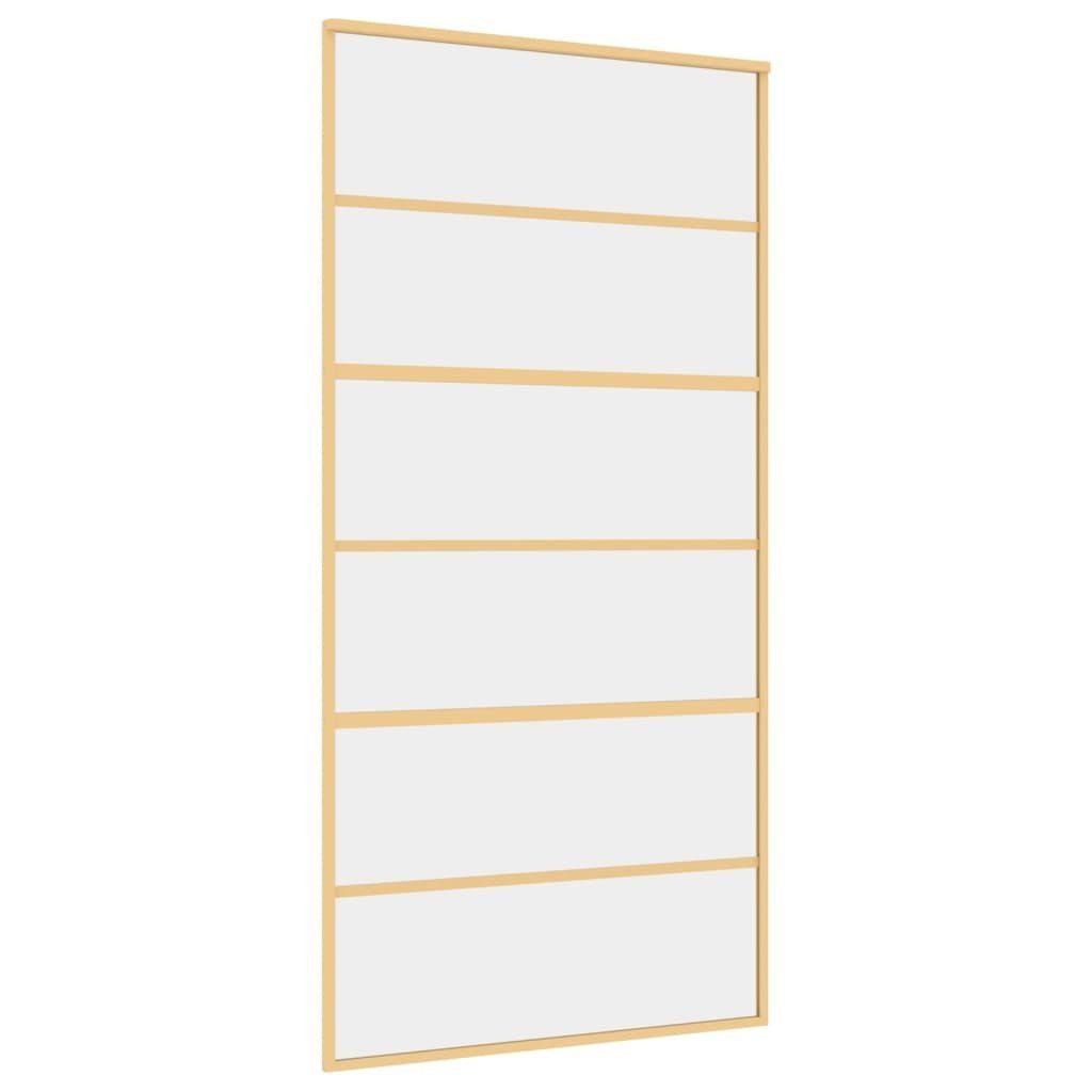 vidaXL Zimmertür Schiebetür Golden 102,5x205 cm ESG-Klarglas und Aluminium Zimmertür