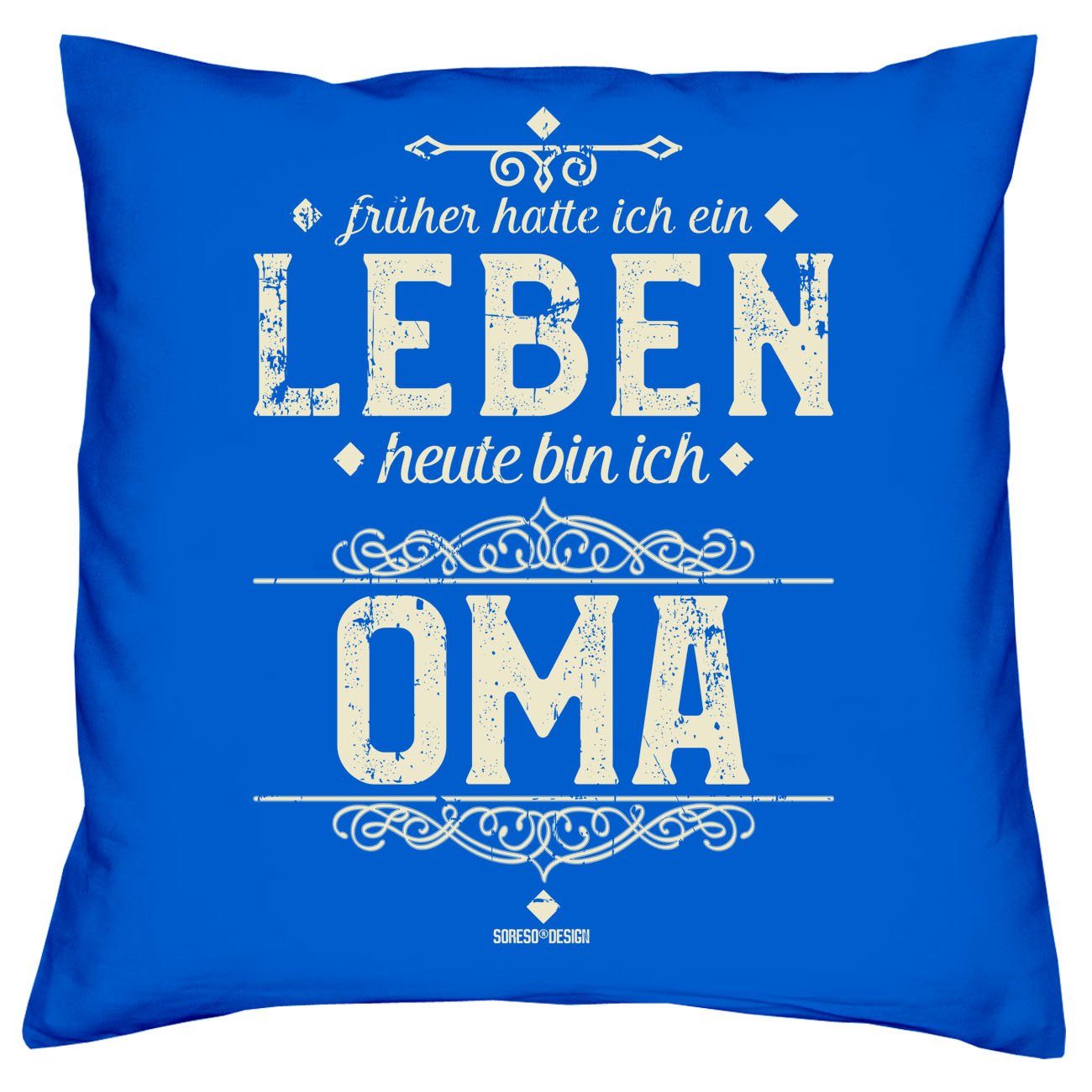 mit für Opa Heute Dekokissen Oma Kissen-Set ich Großeltern Weihnachtsgeschenk royal-blau bin Soreso® Urkunden, ich Heute bin