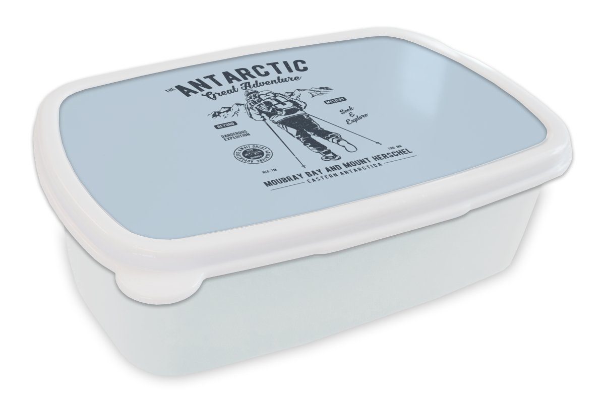 MuchoWow Lunchbox Wandern - Eiscreme - Weinlese, Kunststoff, (2-tlg), Brotbox für Kinder und Erwachsene, Brotdose, für Jungs und Mädchen weiß