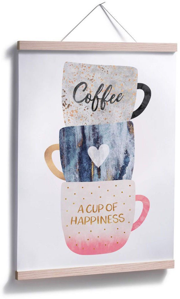 Wall-Art of Schriftzug happiness, St) cup Poster A (1