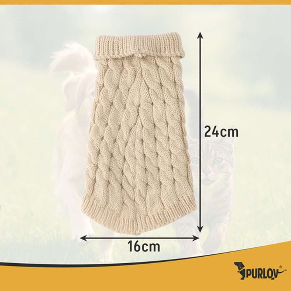 Purlov Hundekleid Hundepullover Strickpulli Wintermantel, Rollkragen, Leinenöffnung, warm, waschbar