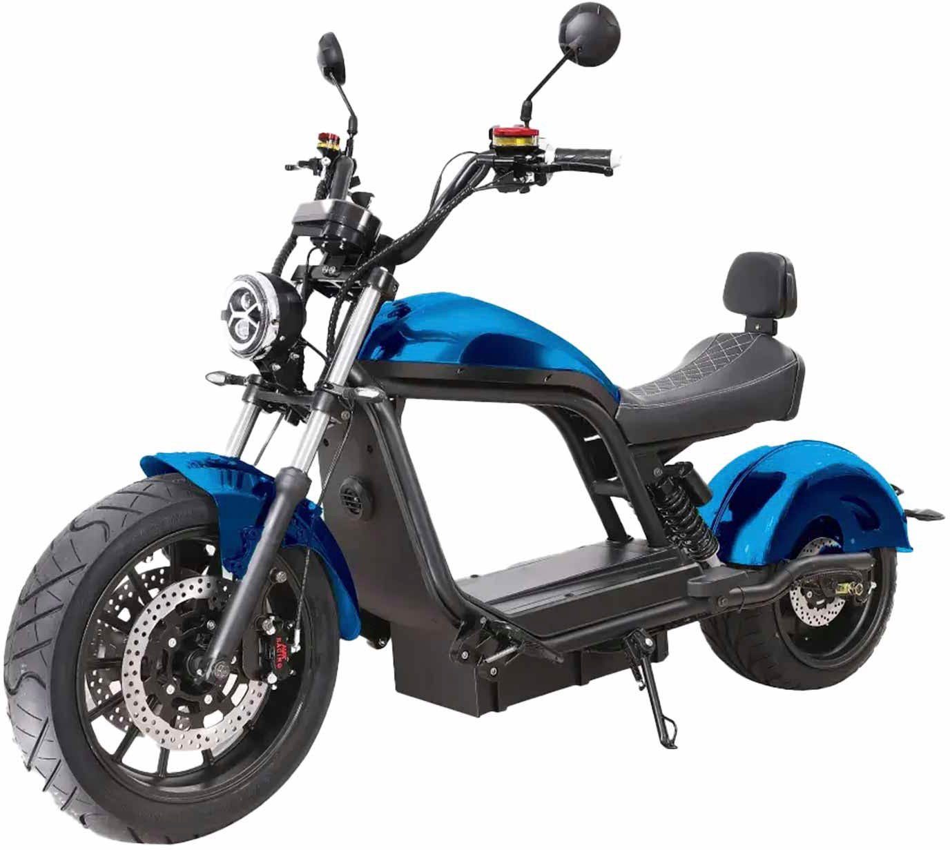 SXT Scooters E-Motorroller Chopper XL PRO, 45 km/h, mit 45 Ah-Akku blau glänzend