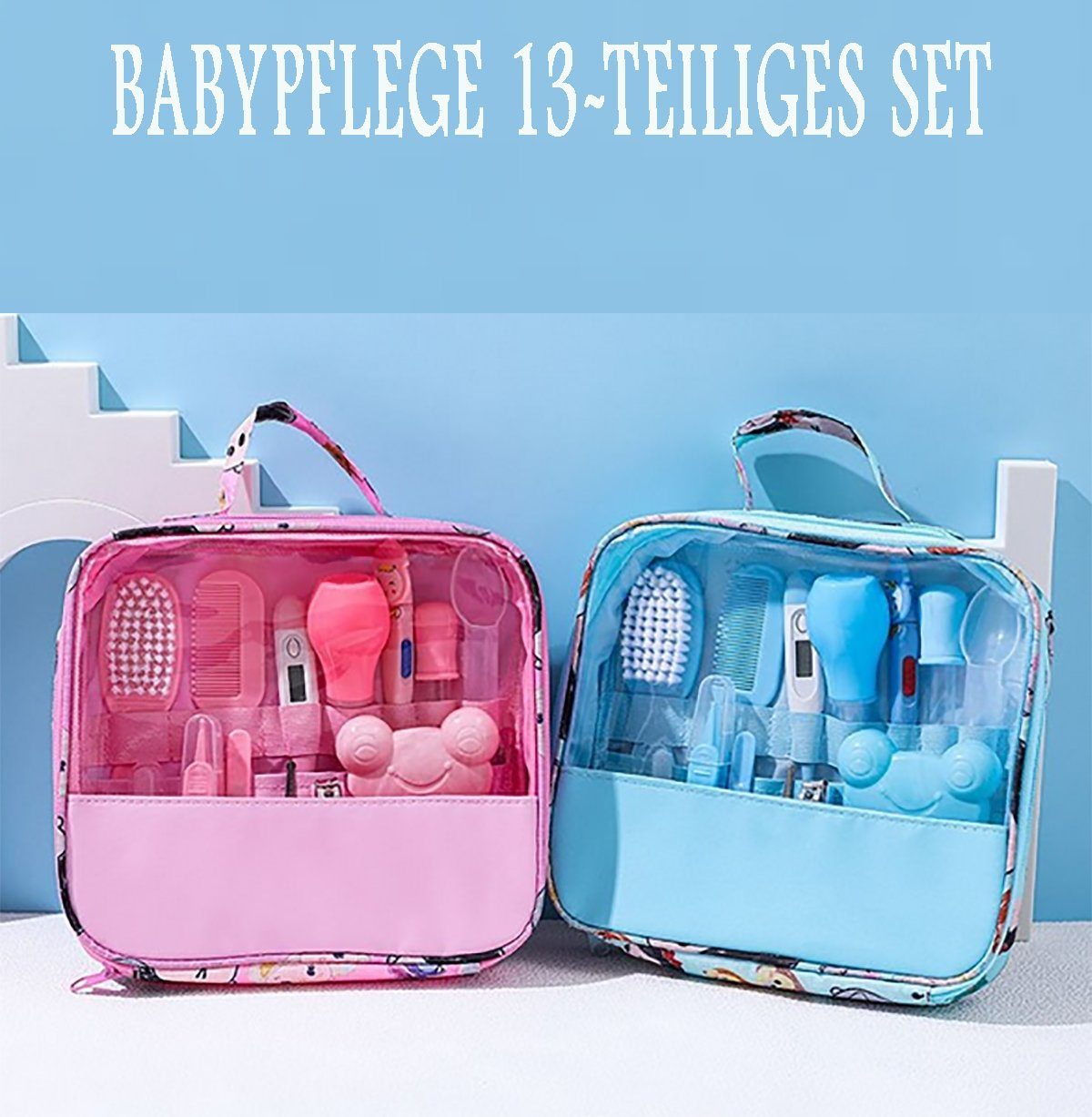 TPFBeauty Babypflege-Set 13-teilig Neugeborene inkl. aller Pflegeartikel, 13 tlg., Baby Pflege, Erstausstattung Baby Pflegeset Produkte - Blau