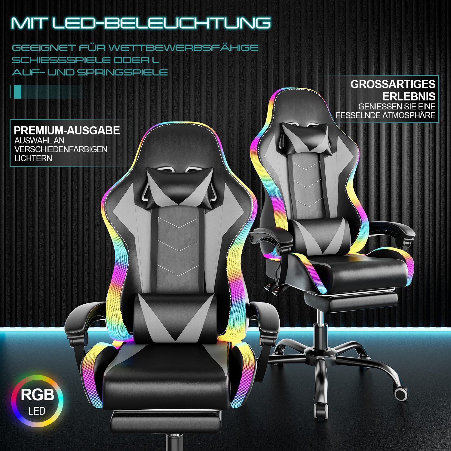 HOMALL Gaming-Stuhl LED Massage Bürostuhl mit günstig online kaufen
