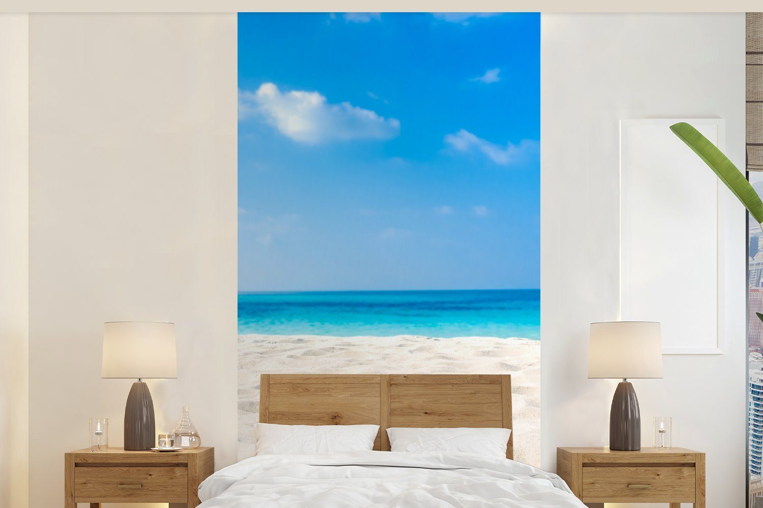 MuchoWow Fototapete Strand - Meer - Sand, Matt, bedruckt, (2 St), Vliestapete für Wohnzimmer Schlafzimmer Küche, Fototapete
