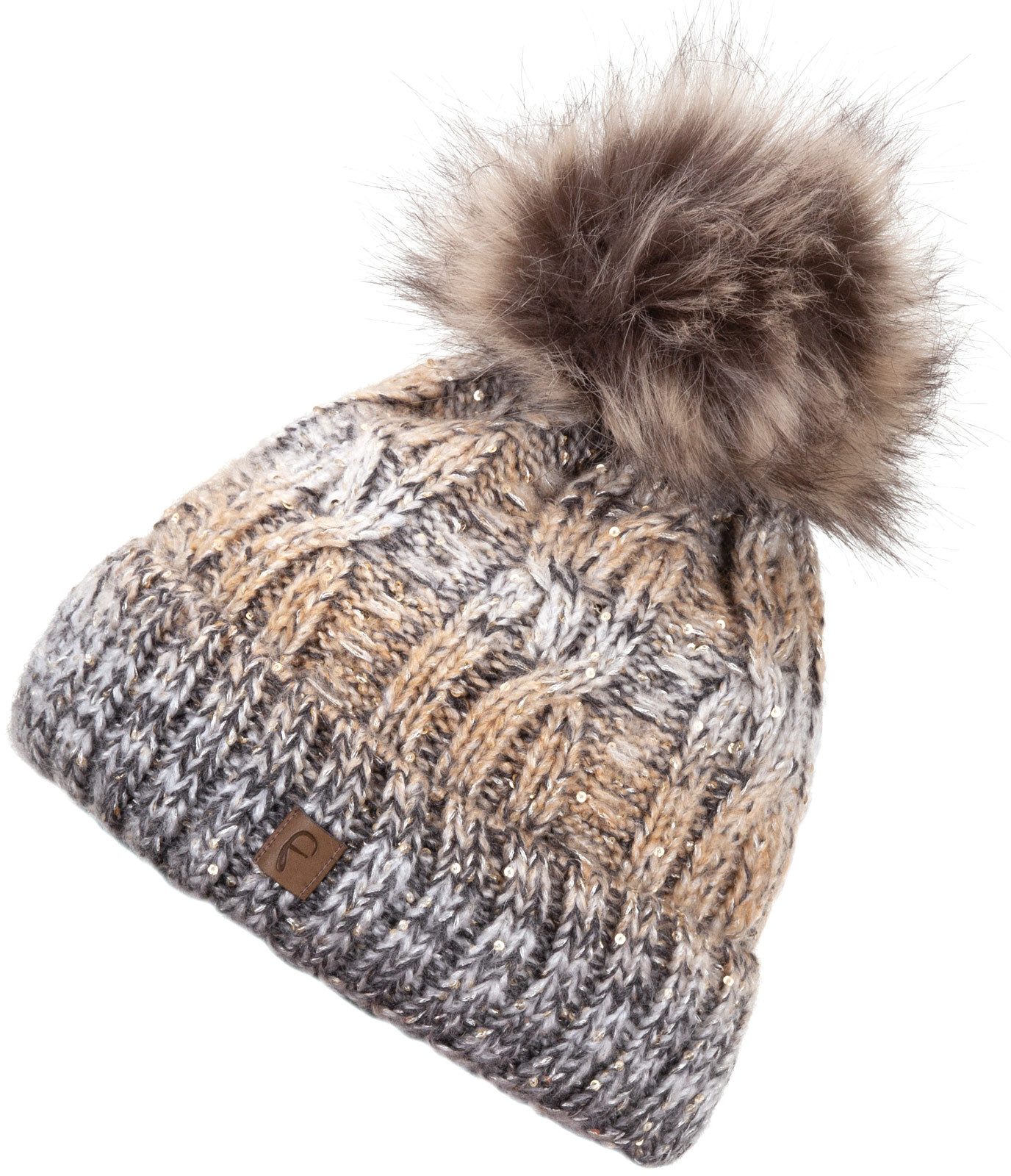 Faera Bommelmütze Wintermütze Damen Herren Mütze Beanie Haube gefüttert Bommelmütze