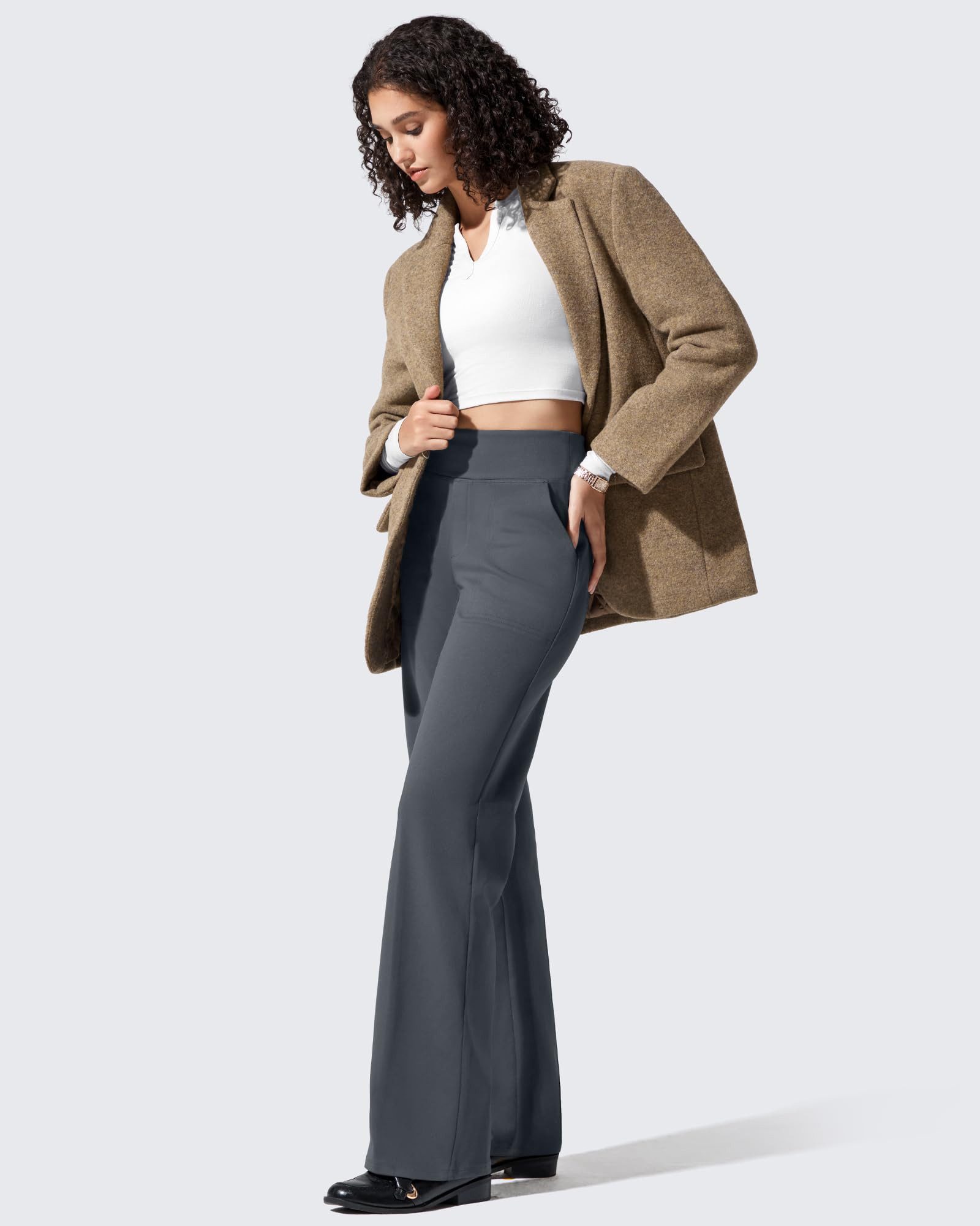 G4Free Palazzohose Damen Palazzohose Weites Bein Mit Taschen Jogginghose weites Bein, Winter-Arbeitshose, elegant, lässig