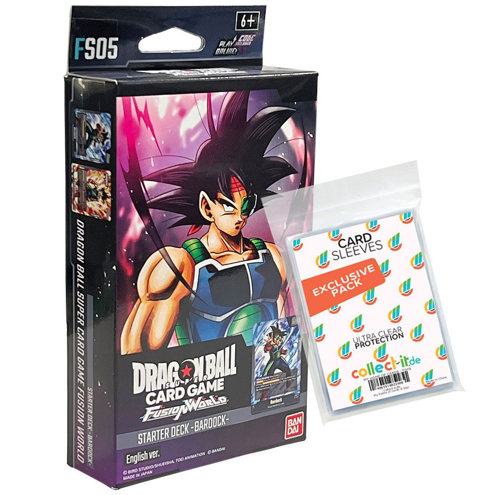 Dragon Ball Sammelkarte Dragon Ball Super Fusion World Starter Deck Bardock FS05 ENG+Sleeves