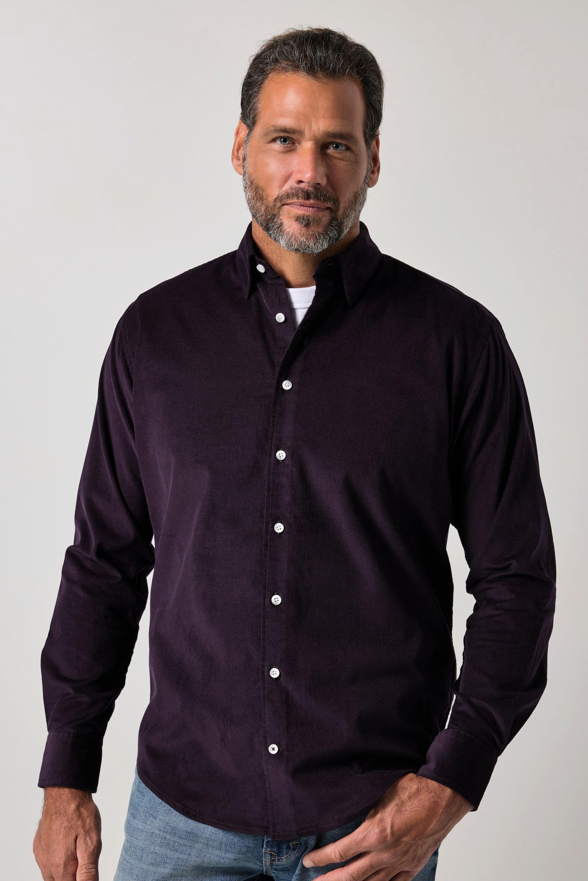 JP1880 Businesshemd Cordhemd Langarm Modern Fit bis 7 XL