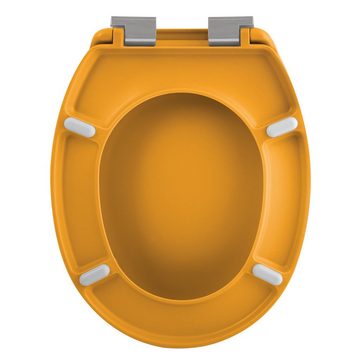 spirella WC-Sitz NEELA, Premium Toilettendeckel aus leichtem Duroplast Kunststoff, hohe Stabilität, langlebig, bruchsicher, Soft Close Absenkautomatik, oval, neue Trendfarben in angesagter matt Optik, gelb